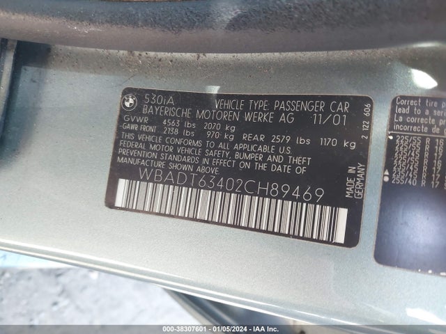 2002 BMW 5 SERIES WBADT63402CH89469 Photo 8