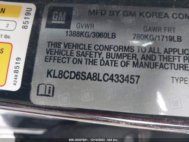 Chevrolet Spark Fwd 1lt Automatic 2020 KL8CD6SA8LC433457 Image 9