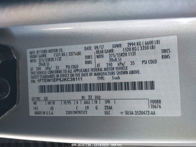 Ford F-150 Xl 2018 1FTEW1EP5JKC38111 Image 9