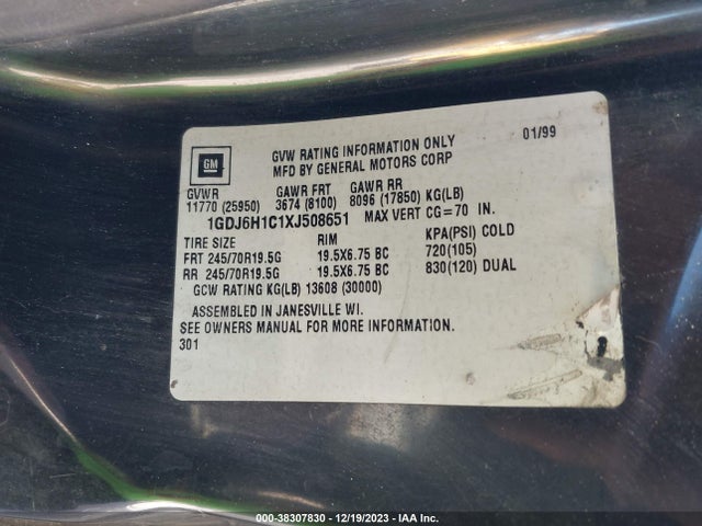 Продаж на аукціоні авто 1999 Gmc C-series C6h042, vin: 1GDJ6H1C1XJ508651, номер лоту: 38307830