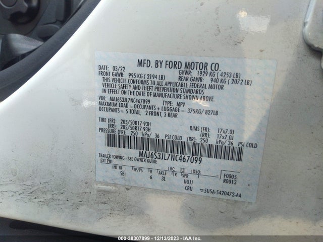 Ford Ecosport Ses 2022 MAJ6S3JL7NC467099 Image 9
