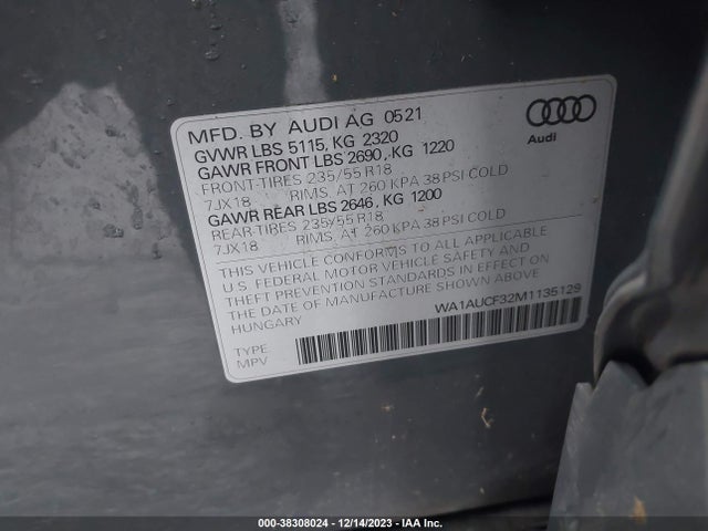 WA1AUCF32M1135129 Audi Q3 Premium 40 Tfsi Quattro Tiptronic