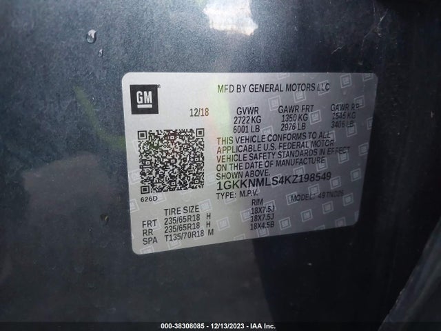 GMC Acadia Slt-1 2019 1GKKNMLS4KZ198549 Image 9