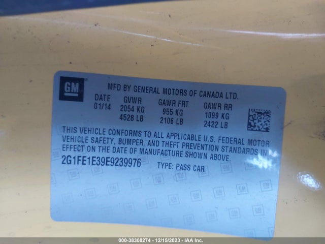 Chevrolet Camaro 1ls 2014 2G1FE1E39E9239976 Image 9