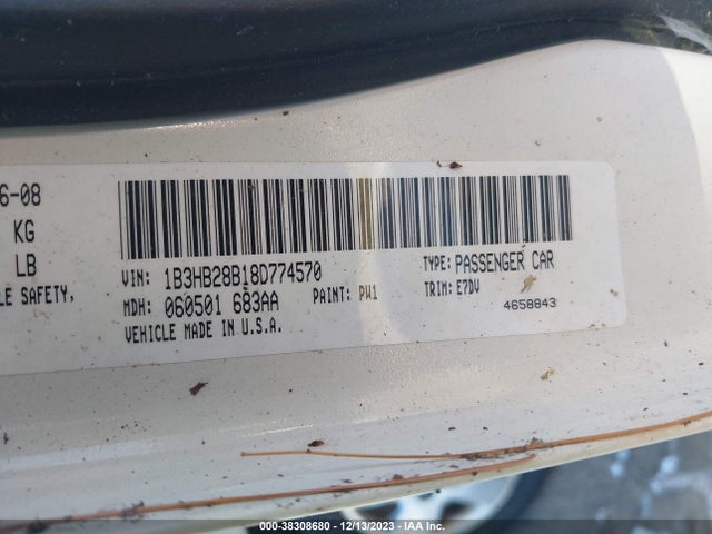 2008 DODGE CALIBER SE VIN: 1B3HB28B18D774570