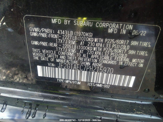 Subaru Crosstrek Premium 2023 JF2GTAEC7PH215970 Image 9