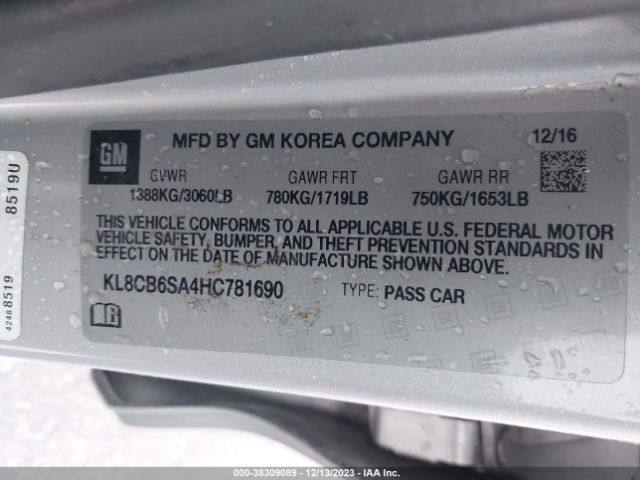 KL8CB6SA4HC781690 Chevrolet Spark Ls Cvt