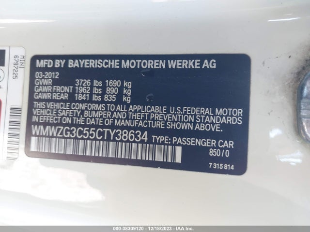 2012 MINI COOPER S CLUBMAN WMWZG3C55CTY38634 Photo 8