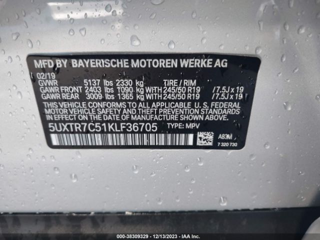 5UXTR7C51KLF36705 BMW X3 Sdrive30i