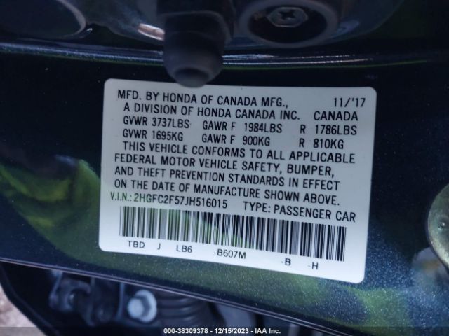 2HGFC2F57JH516015 Honda Civic Lx