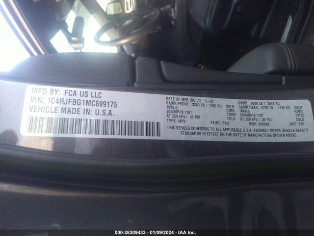 1C4RJFBG1MC699175 Jeep Grand Cherokee Limited 4x4