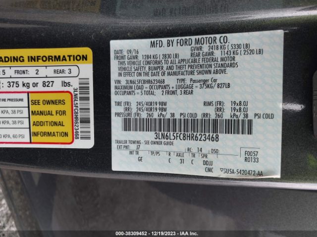 3LN6L5FC8HR623468 Lincoln Mkz Reserve