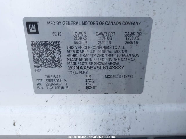Chevrolet Equinox Awd 1fl 2020 2GNAX5EV5L6143837 Image 8