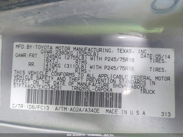 Toyota Tacoma Prerunner 2014 5TFTX4GN7EX034291 Image 9