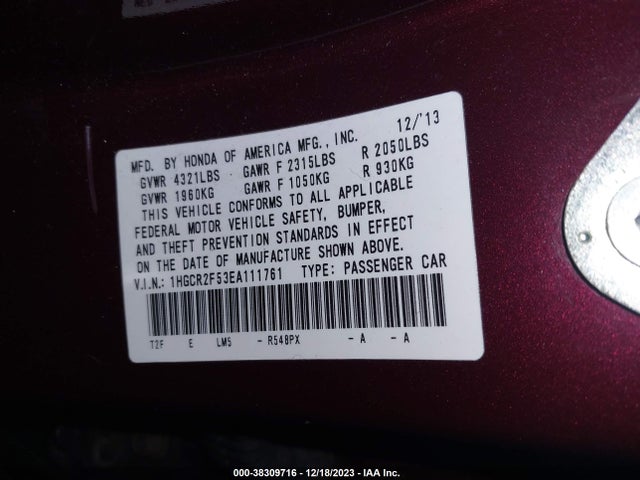 Honda Accord Sport 2014 1HGCR2F53EA111761 Image 9
