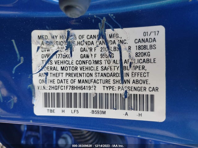 Honda Civic Ex-l 2017 2HGFC1F78HH641952 Image 9