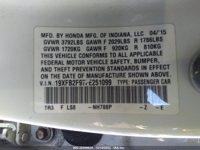 Honda Civic Ex-l 2015 19XFB2F97FE251099 Image 9