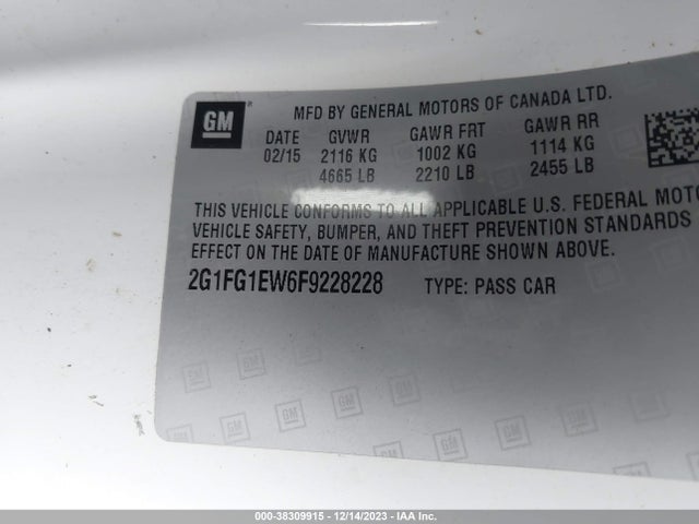 Chevrolet Camaro 1ss 2015 2G1FG1EW6F9228228 Image 9