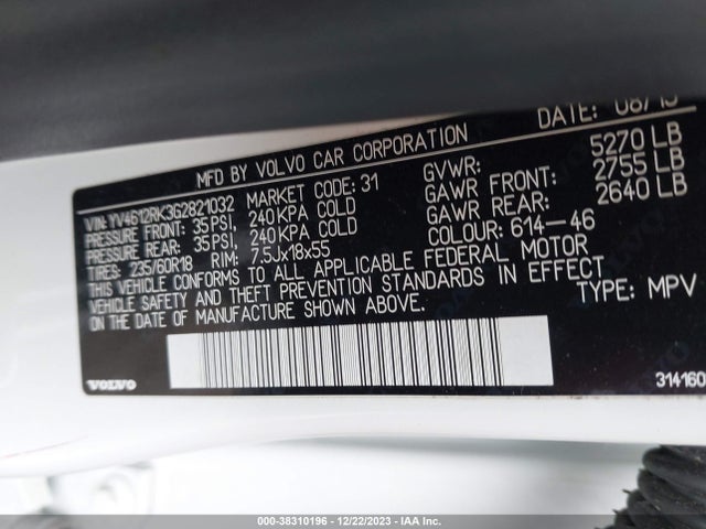Volvo Xc60 T5 Premier 2016 YV4612RK3G2821032 Image 9