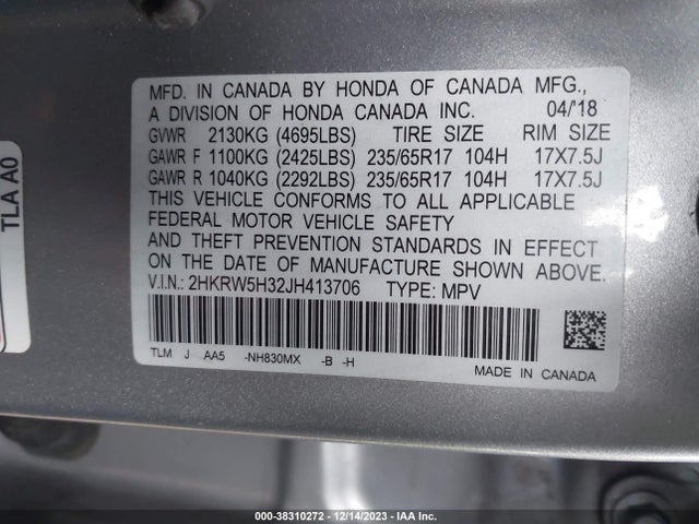 Honda CR-V LX 2018 2HKRW5H32JH413706 Image 9
