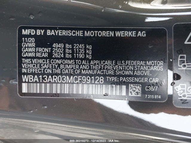 WBA13AR03MCF99128 BMW M440i Xdrive