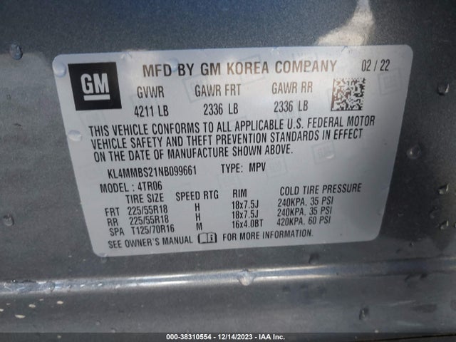 KL4MMBS21NB099661 Buick Encore Gx Fwd Preferred