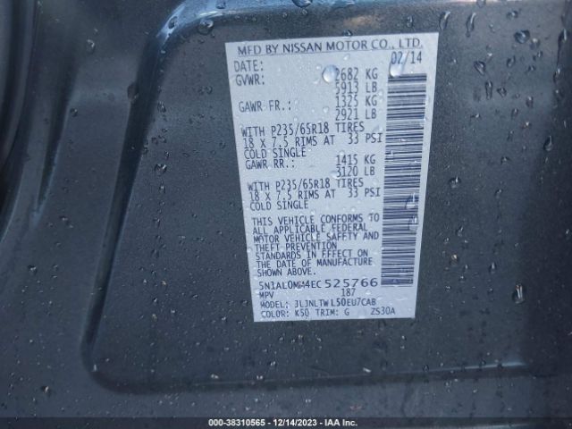 5N1AL0MM4EC525766 Infiniti QX60