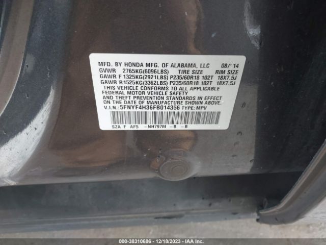 5FNYF4H36FB014356 Honda PILOT SE