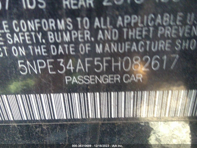 2015 HYUNDAI SONATA SPORT VIN: 5NPE34AF5FH082617