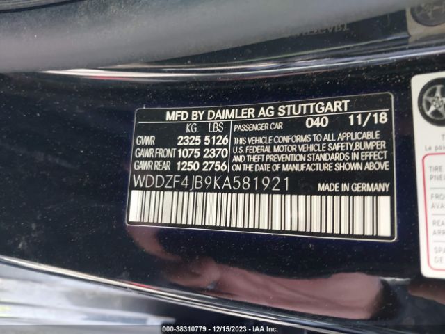 WDDZF4JB9KA581921 Mercedes-Benz E 300