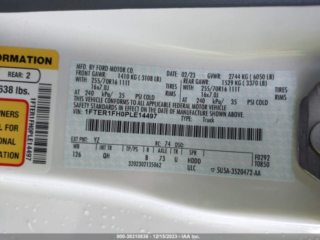 Ford RANGER XL 2023 1FTER1FH0PLE14497 Image 9