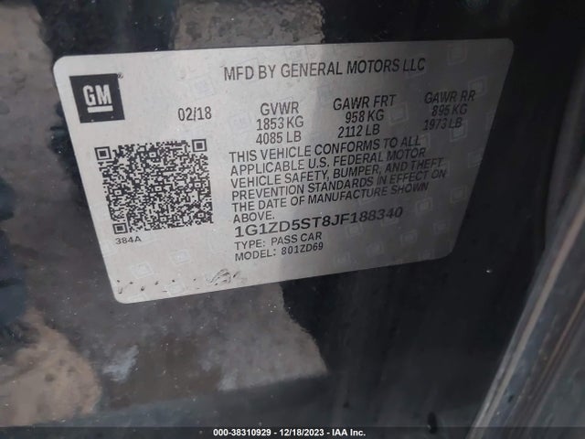 Chevrolet MALIBU LT 2018 1G1ZD5ST8JF188340 Image 9