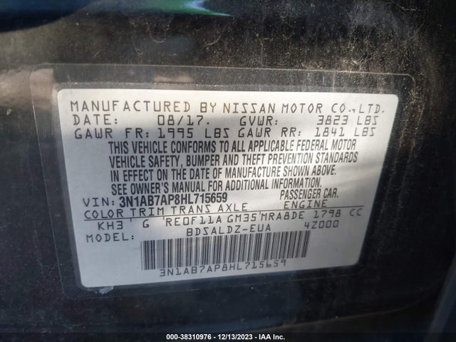 Nissan SENTRA SV 2017 3N1AB7AP8HL715659 Image 9
