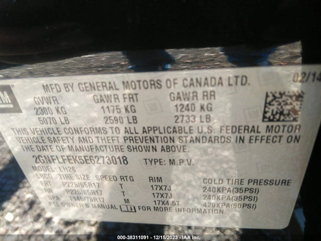 Chevrolet EQUINOX 1LT 2014 2GNFLFEK5E6273018 Image 9