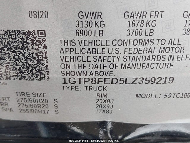 1GTP8FED5LZ359219 GMC Sierra 1500 2wd  Short Box Denali