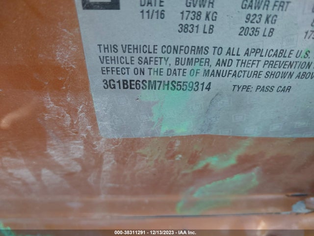 Chevrolet Cruze Lt Auto 2017 3G1BE6SM7HS559314 Image 9