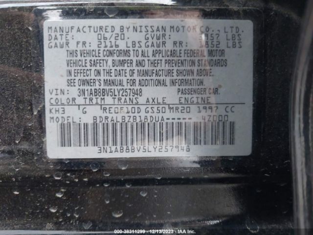 3N1AB8BV5LY257948 Nissan Sentra S Xtronic Cvt