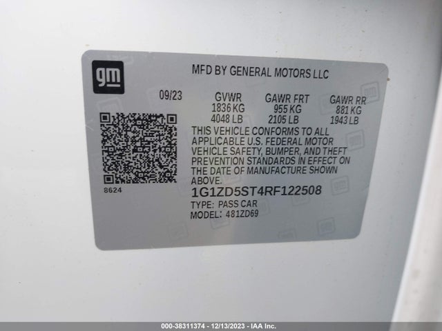2024 CHEVROLET MALIBU FWD 1LT VIN: 1G1ZD5ST4RF122508