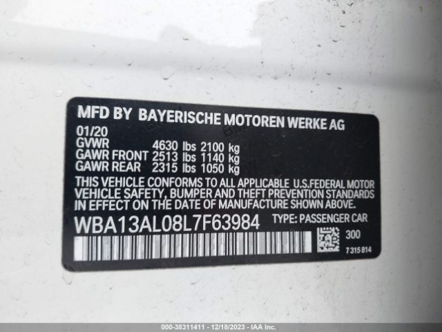 2020 BMW 2 SERIES WBA13AL08L7F63984 Photo 8