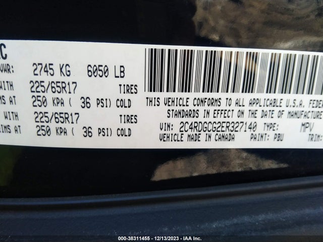 Dodge Grand Caravan Sxt 2014 2C4RDGCG2ER327140 Image 9