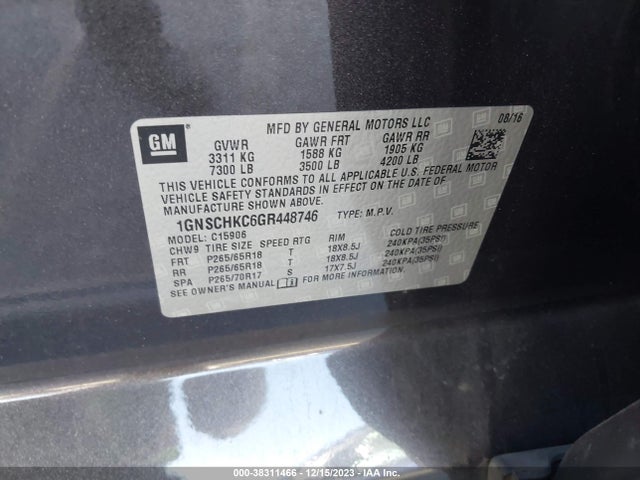 Chevrolet Suburban Lt 2016 1GNSCHKC6GR448746 Image 9