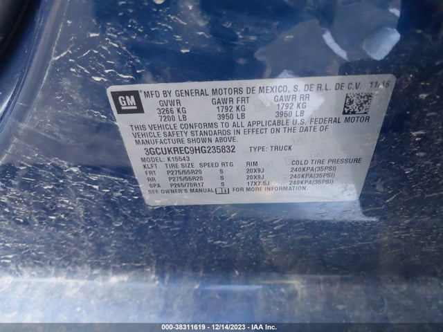 Chevrolet Silverado 1500 2lt 2017 3GCUKREC9HG235832 Image 9