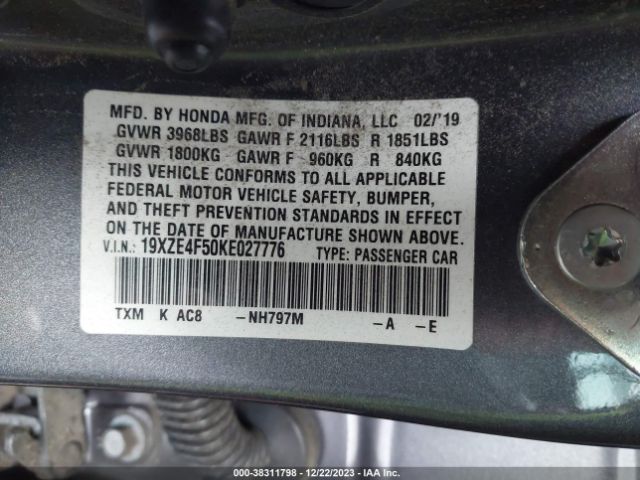19XZE4F50KE027776 Honda INSIGHT EX
