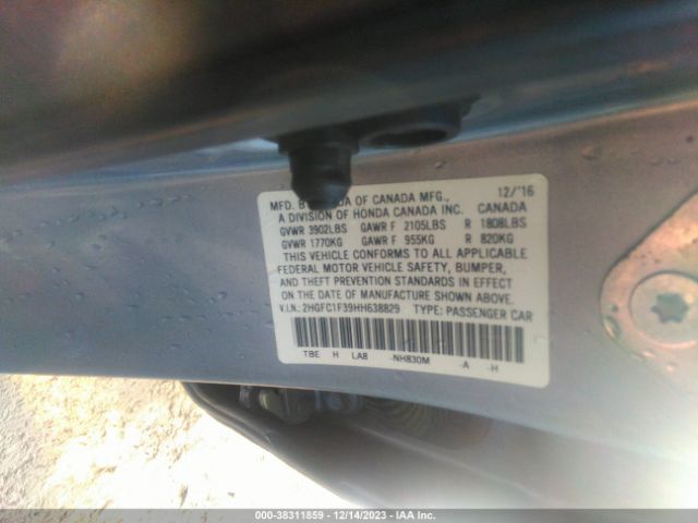 2HGFC1F39HH638829 Honda Civic Ex-t