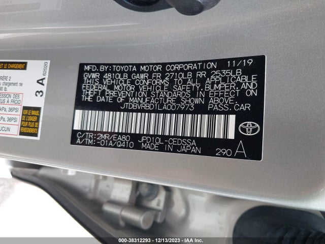 Toyota Mirai 2020 JTDBVRBD1LA007973 Image 9