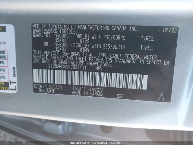 2T2BAMCA2PC032431 Lexus Rx 350 Premium