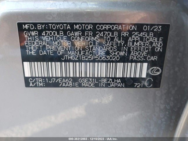 2023 LEXUS IS 350 F-SPORT VIN: JTHGZ1B25P5063020