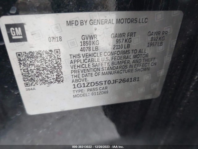 Chevrolet MALIBU LT 2018 1G1ZD5ST0JF264181 Image 9