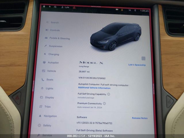 5YJXCBE26LF219692 Tesla Model X Long Range Dual Motor All-wheel Drive/long Range Plus Dual Motor All-wheel Drive