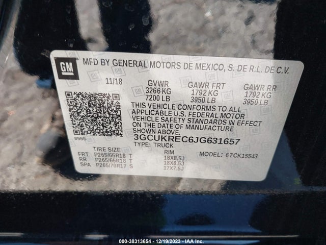 Chevrolet Silverado 1500 2lt 2018 3GCUKREC6JG631657 Image 9